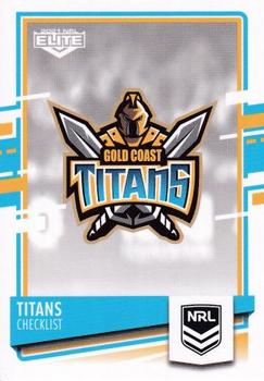 2021 NRL Elite #037 Gold Coast Titans Checklist Front